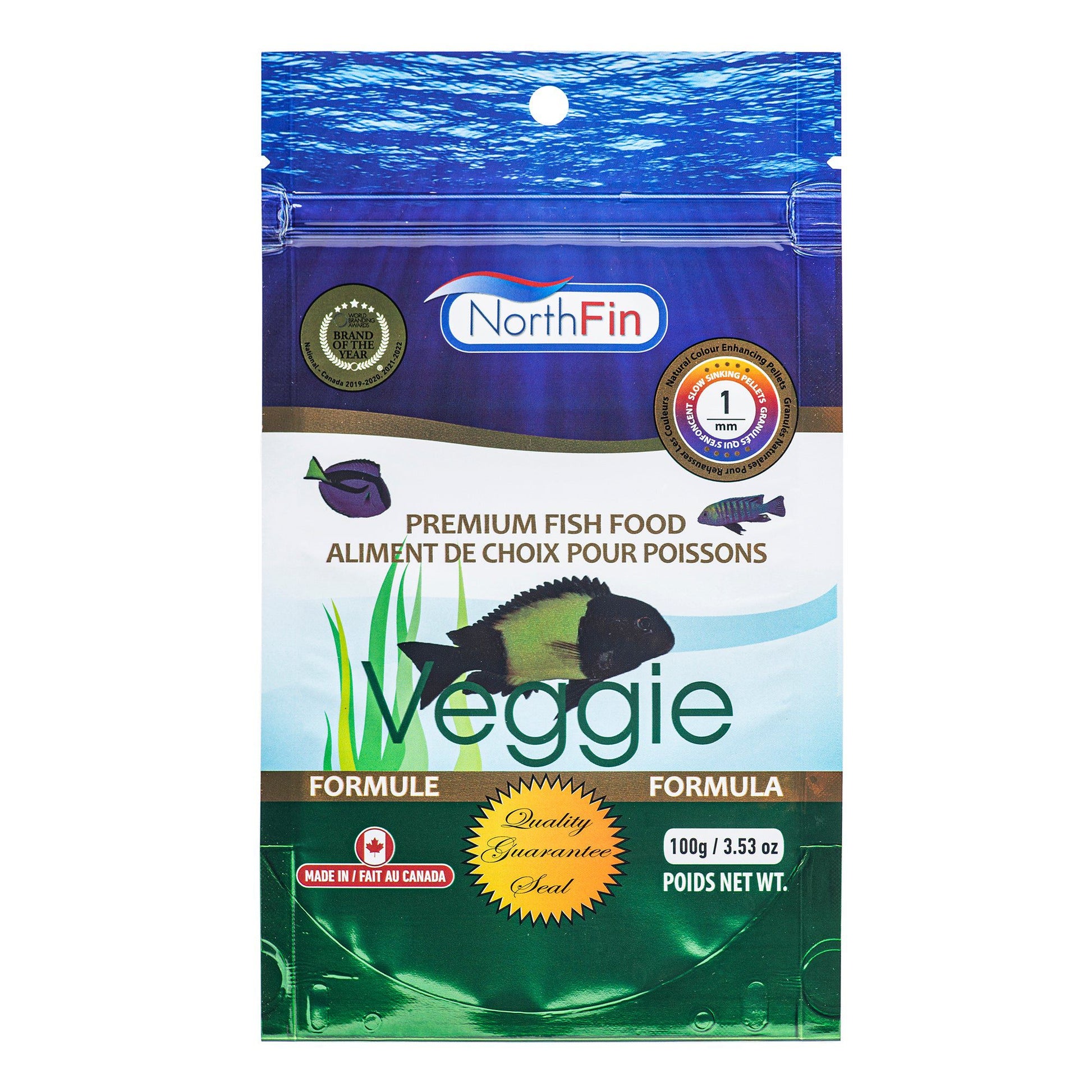 NorthFin Fish Food Veggie Formula Slow Sinking Pellet 1mm / 100g 799975507507 Super Cichlids