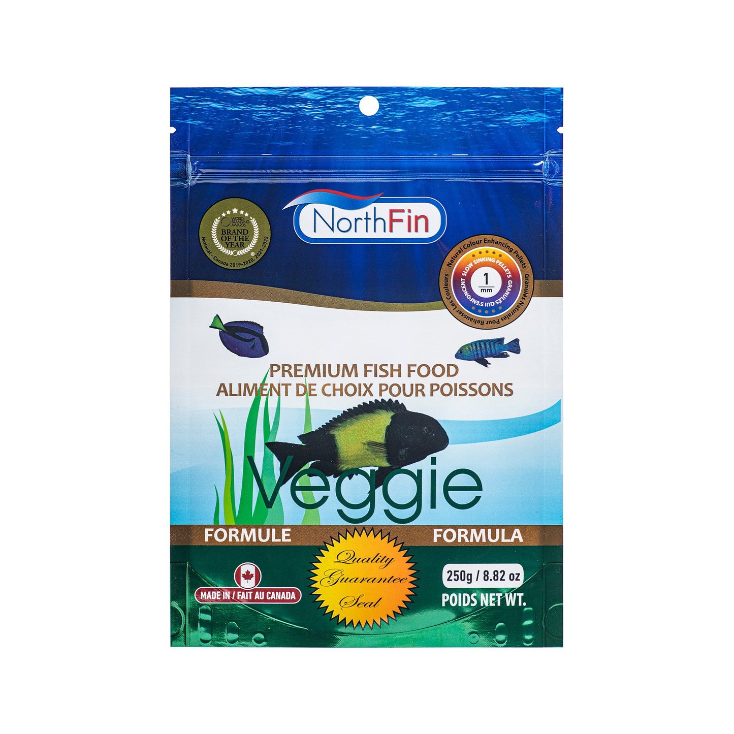 NorthFin Fish Food Veggie Formula Slow Sinking Pellet 1mm / 250g 700621474661 Super Cichlids