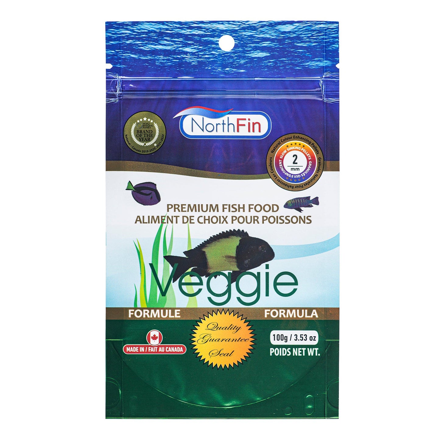 NorthFin Fish Food Veggie Formula Slow Sinking Pellet 2mm / 100g 799975507491 Super Cichlids
