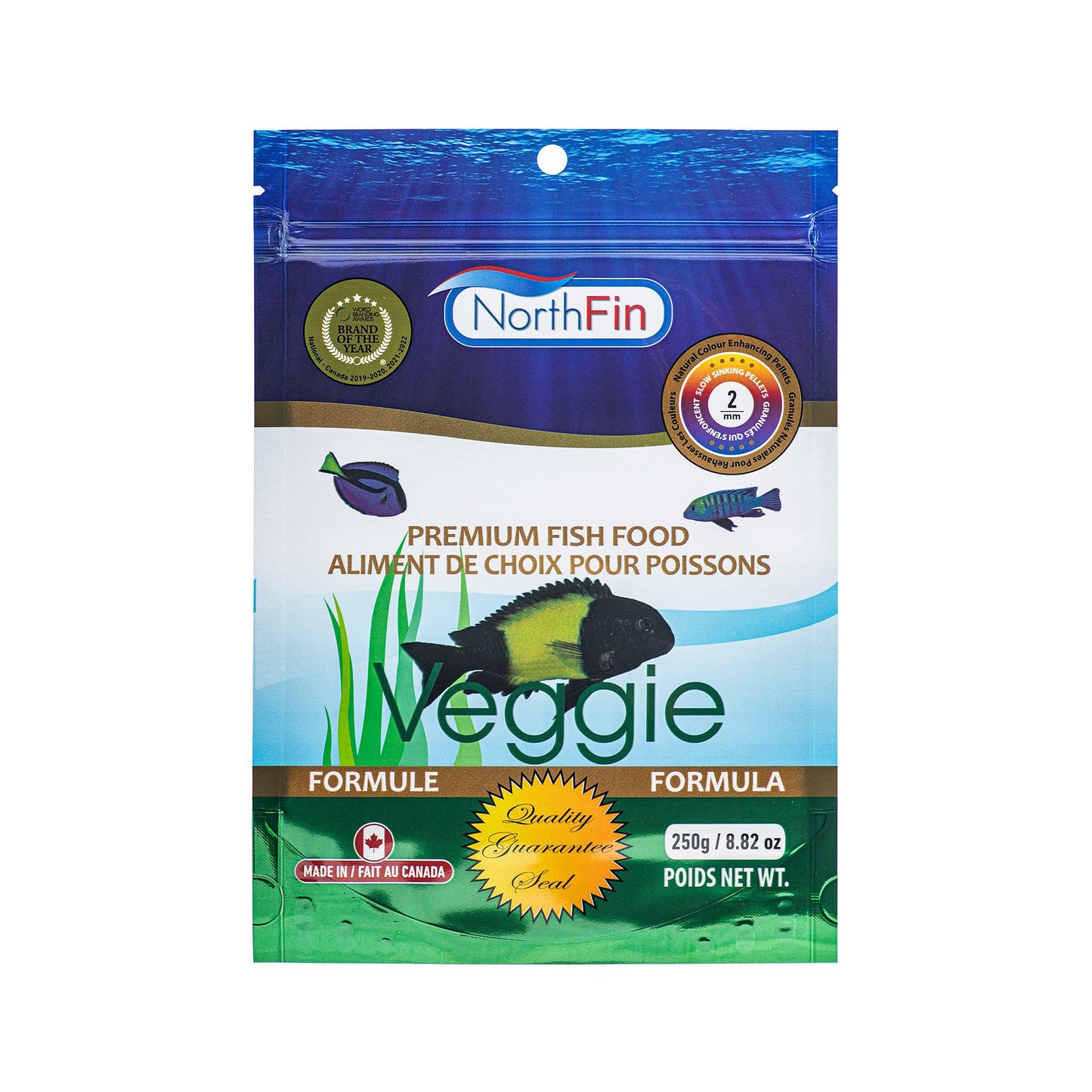 NorthFin Fish Food Veggie Formula Slow Sinking Pellet 2mm / 250g 700621474708 Super Cichlids