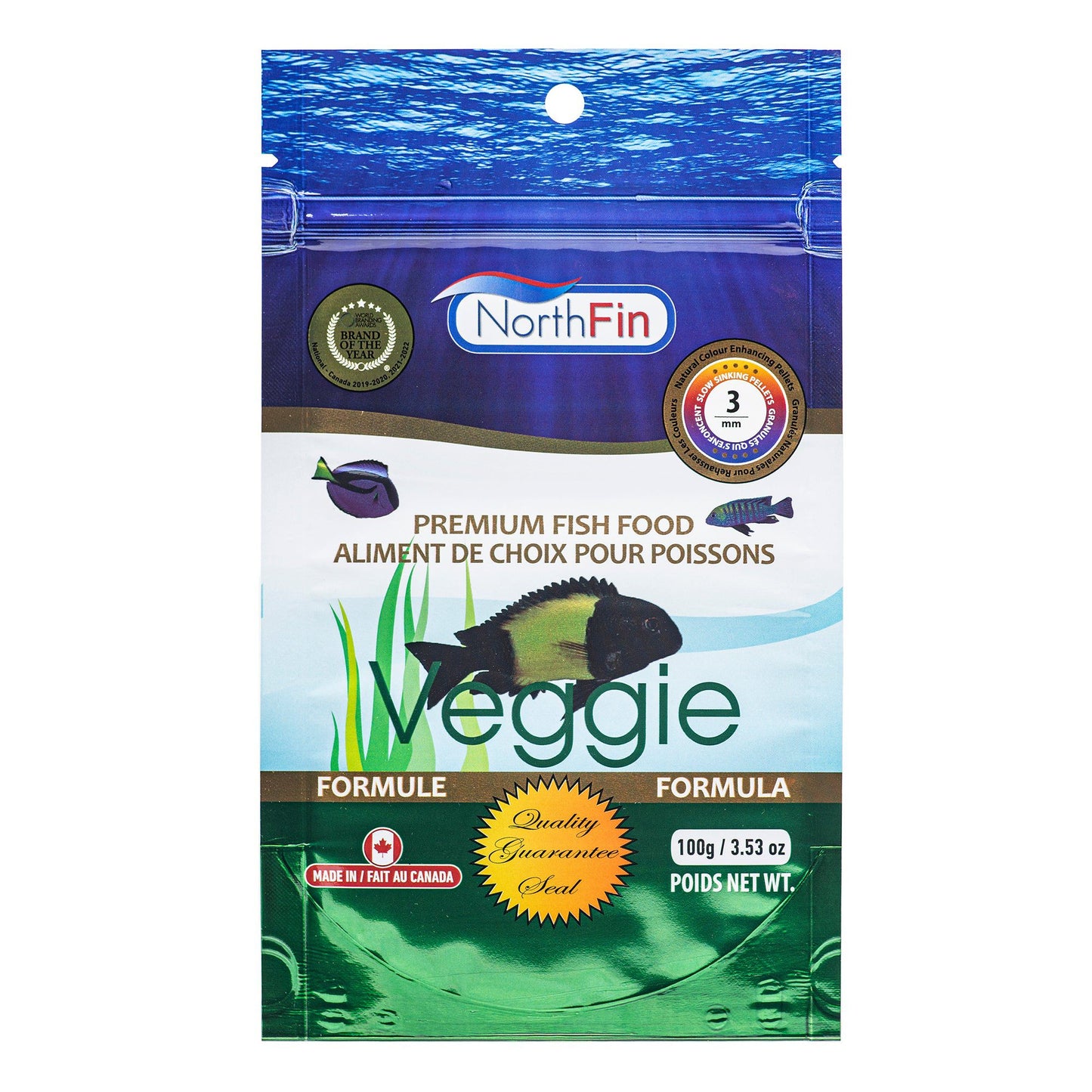 NorthFin Fish Food Veggie Formula Slow Sinking Pellet 3mm / 100g 799975507484 Super Cichlids