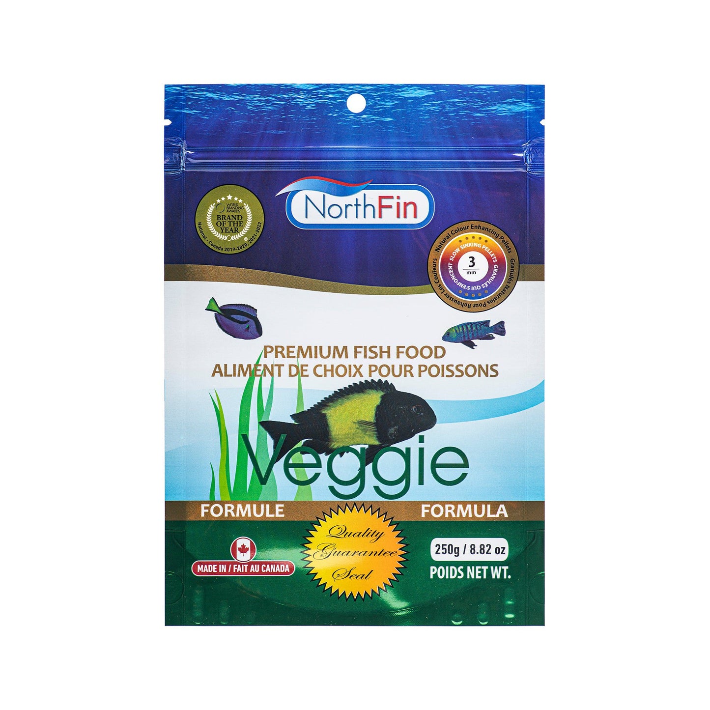 NorthFin Fish Food Veggie Formula Slow Sinking Pellet 3mm / 250g 700621474746 Super Cichlids