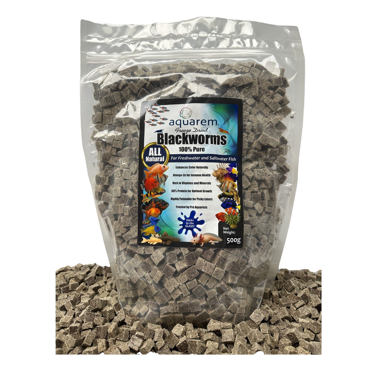Premium Freeze Dried Blackworms - All Natural 500 Grams (All Natural) Super Cichlids