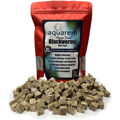 Premium Freeze Dried Blackworms for Aquatic Pets | Super Cichlids Pure (75g) - No Additives Super Cichlids