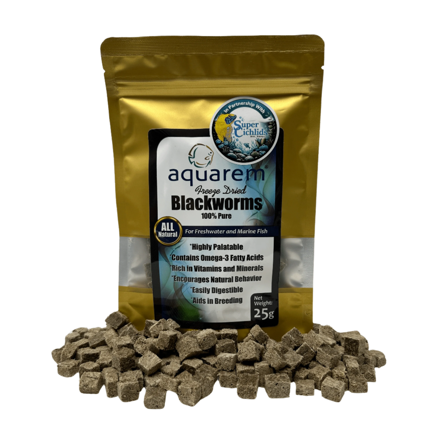 Premium Freeze Dried Blackworms | Super Cichlids All Natural (25g) 197644422463 Super Cichlids