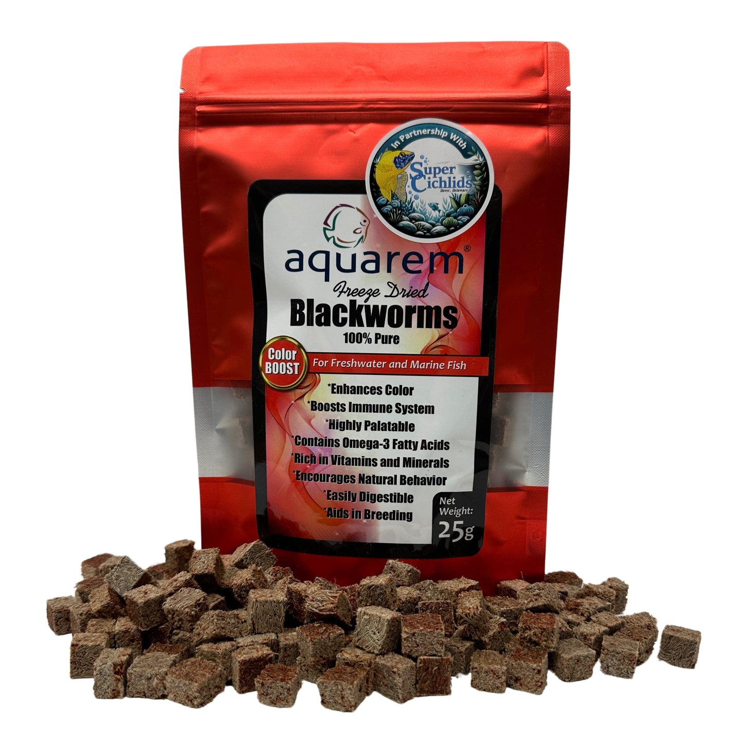 Premium Freeze Dried Blackworms | Super Cichlids Color Boost (25g) 197644153633 Super Cichlids