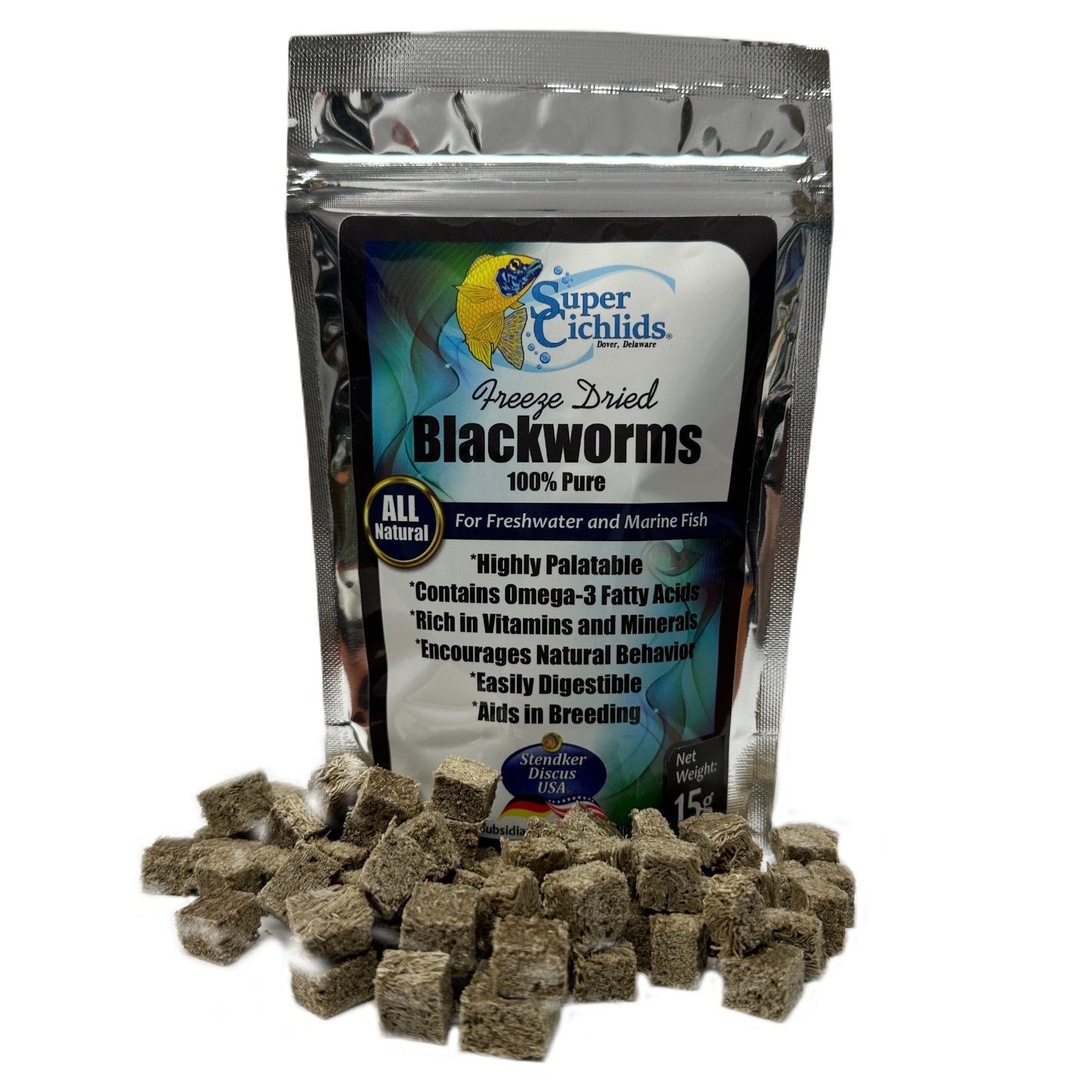 Premium Freeze Dried Blackworms | Super Cichlids Pure (15g) Super Cichlids
