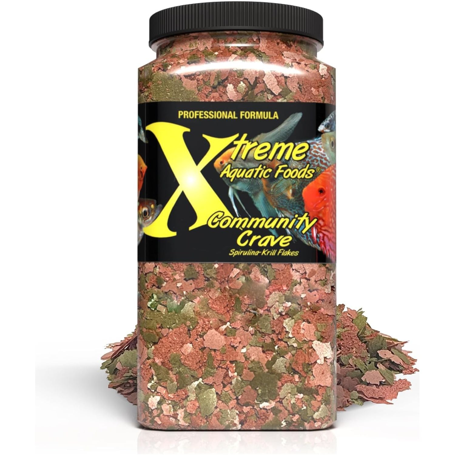 Xtreme Aquatic Foods Community Crave - Krill & Spirulina Flakes 16 oz (448g) 893427001411 Super Cichlids