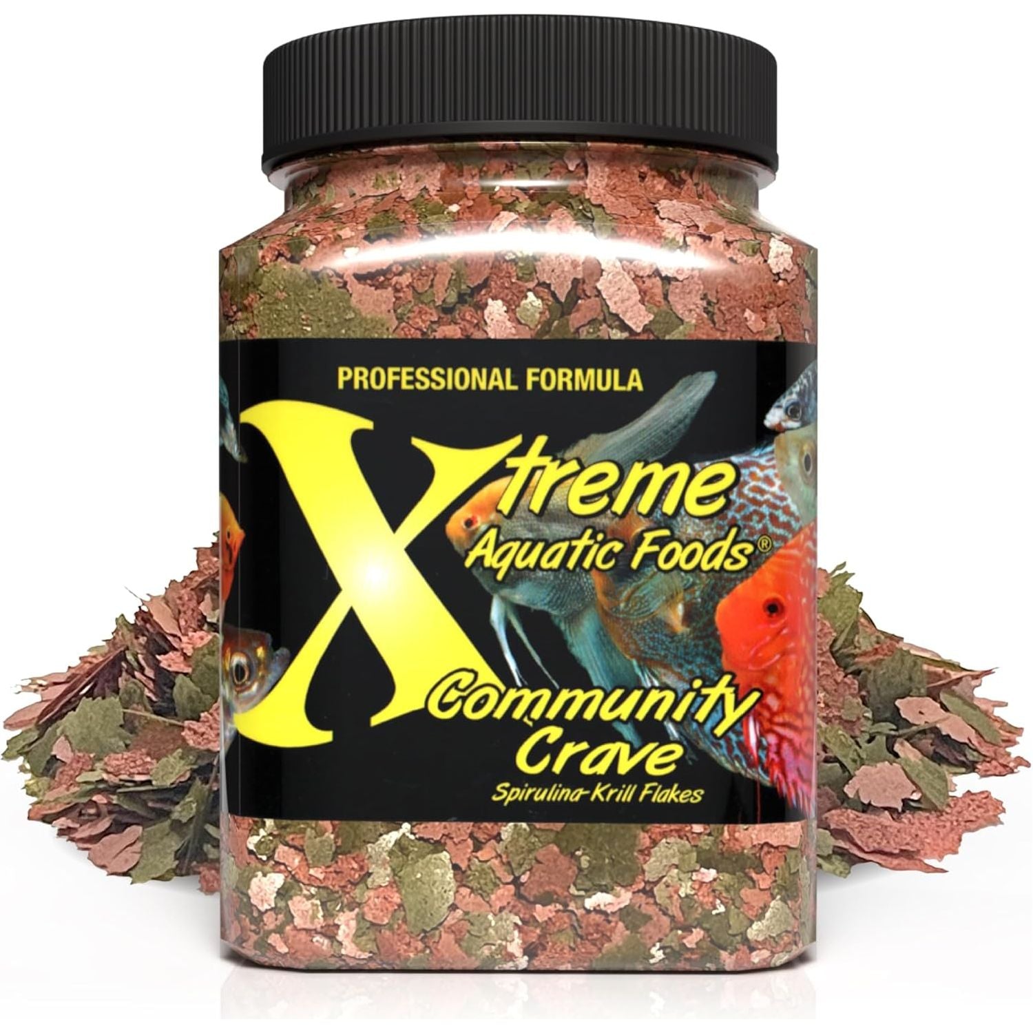 Xtreme Aquatic Foods Community Crave - Krill & Spirulina Flakes 3.5 oz (98g) 862363000390 Super Cichlids