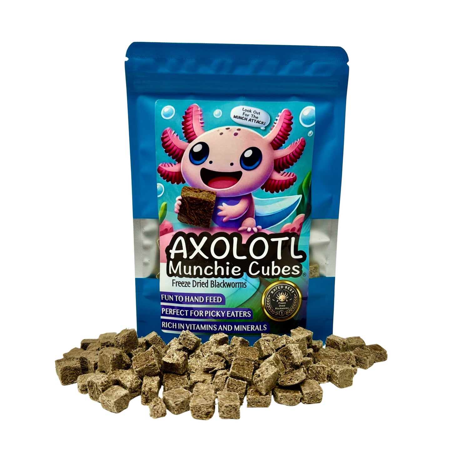 Axolotl Munchie Cubes - Get Ready for the FUN Munch Attack! 15 Grams (.53 oz) Super Cichlids