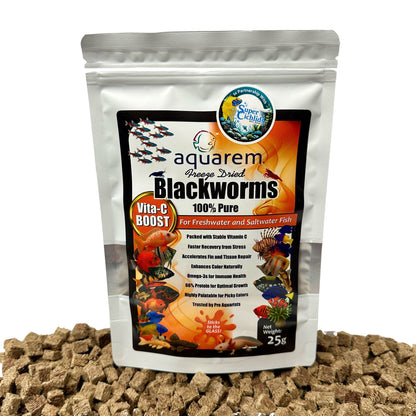 Freeze-Dried Blackworms with Vita-C (All Natural, High Protein Fish Food) 25 Grams 199284254237 Super Cichlids