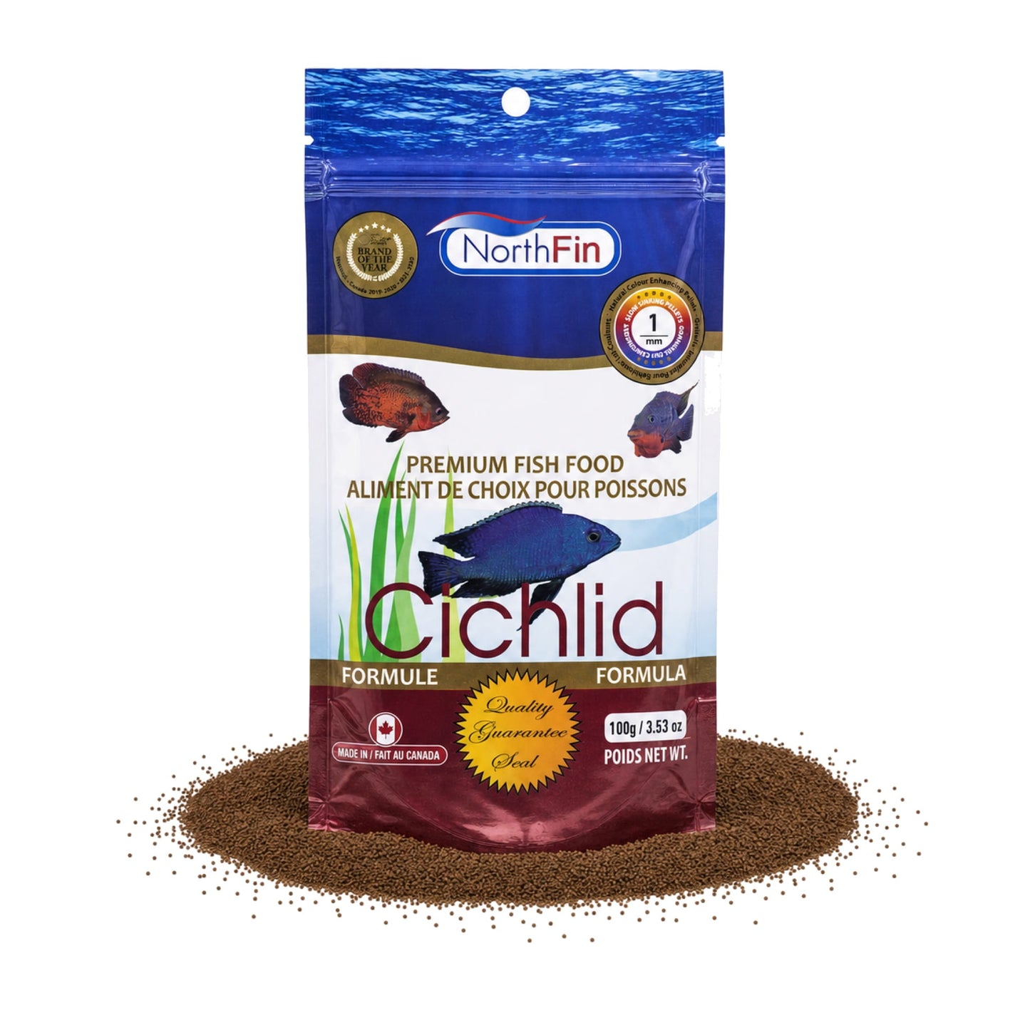 NorthFin Cichlid Formula – Color-Boosting Slow-Sinking Pellets (1–3mm) 1mm / 100g 799975507699 Super Cichlids