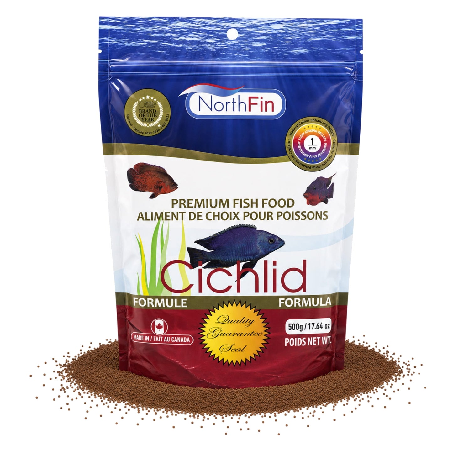 NorthFin Cichlid Formula – Color-Boosting Slow-Sinking Pellets (1–3mm) 1mm / 500g 700621474555 Super Cichlids