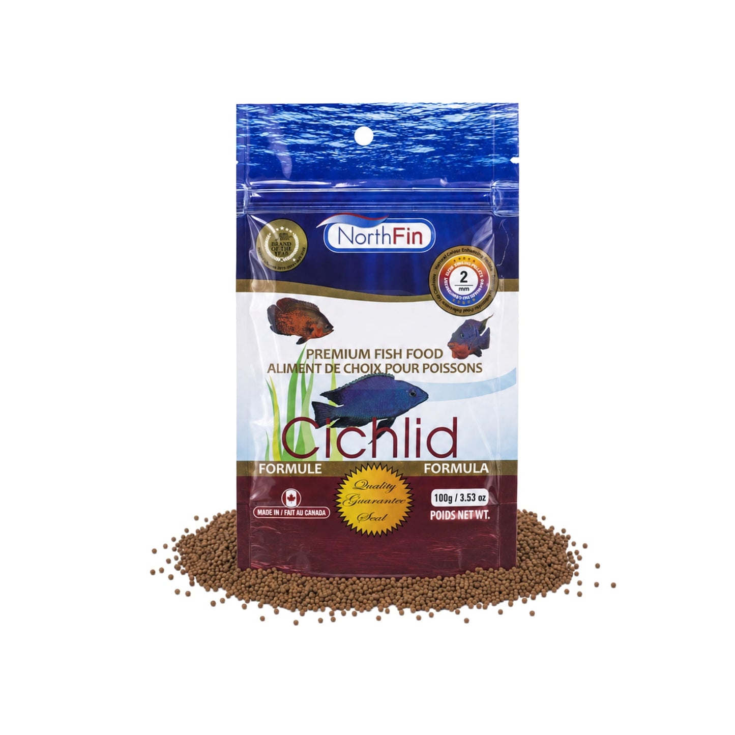 NorthFin Cichlid Formula – Color-Boosting Slow-Sinking Pellets (1–3mm) 2mm / 100g 799975507682 Super Cichlids