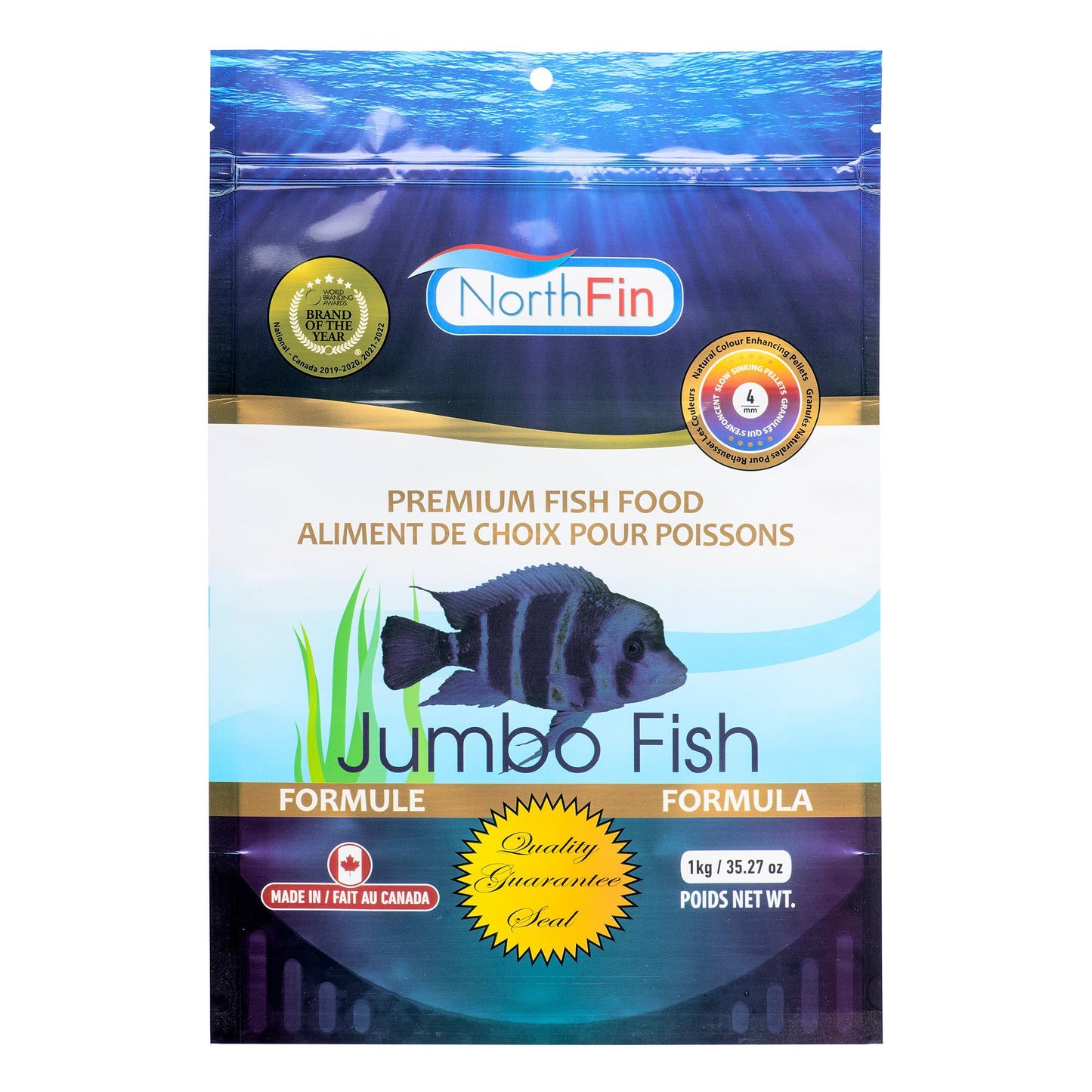 NorthFin Fish Food Jumbo Fish Sinking Pellet 4mm / 1kg 700621474845 Super Cichlids