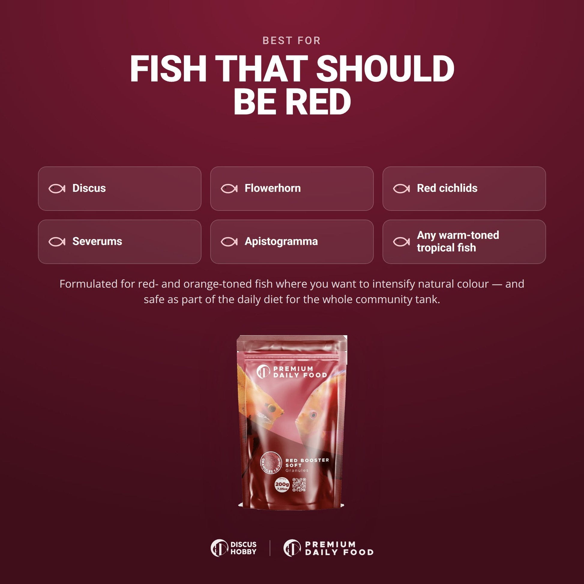 Red Booster Soft Granules – Color-Enhancing Daily Food for Tropical Fish 1.6-2mm / 200g 5905204468890 Super Cichlids
