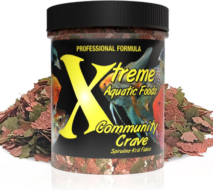 Xtreme Aquatic Foods Community Crave - Krill & Spirulina Flakes 1 oz (28g) 893427001381 Super Cichlids