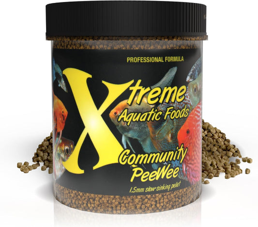 Xtreme Aquatic Foods Community PeeWee 1.5mm Slow-Sinking Pellets 10 oz (280g) 893427001282 Super Cichlids
