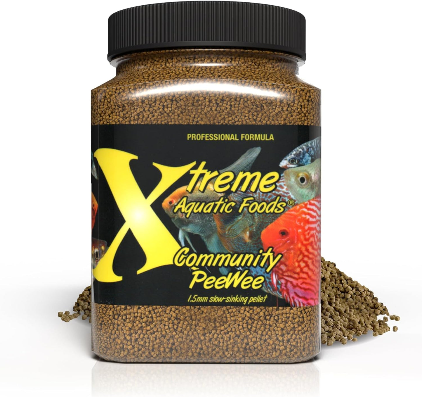 Xtreme Aquatic Foods Community PeeWee 1.5mm Slow-Sinking Pellets 20 oz (567g) 862363000376 Super Cichlids