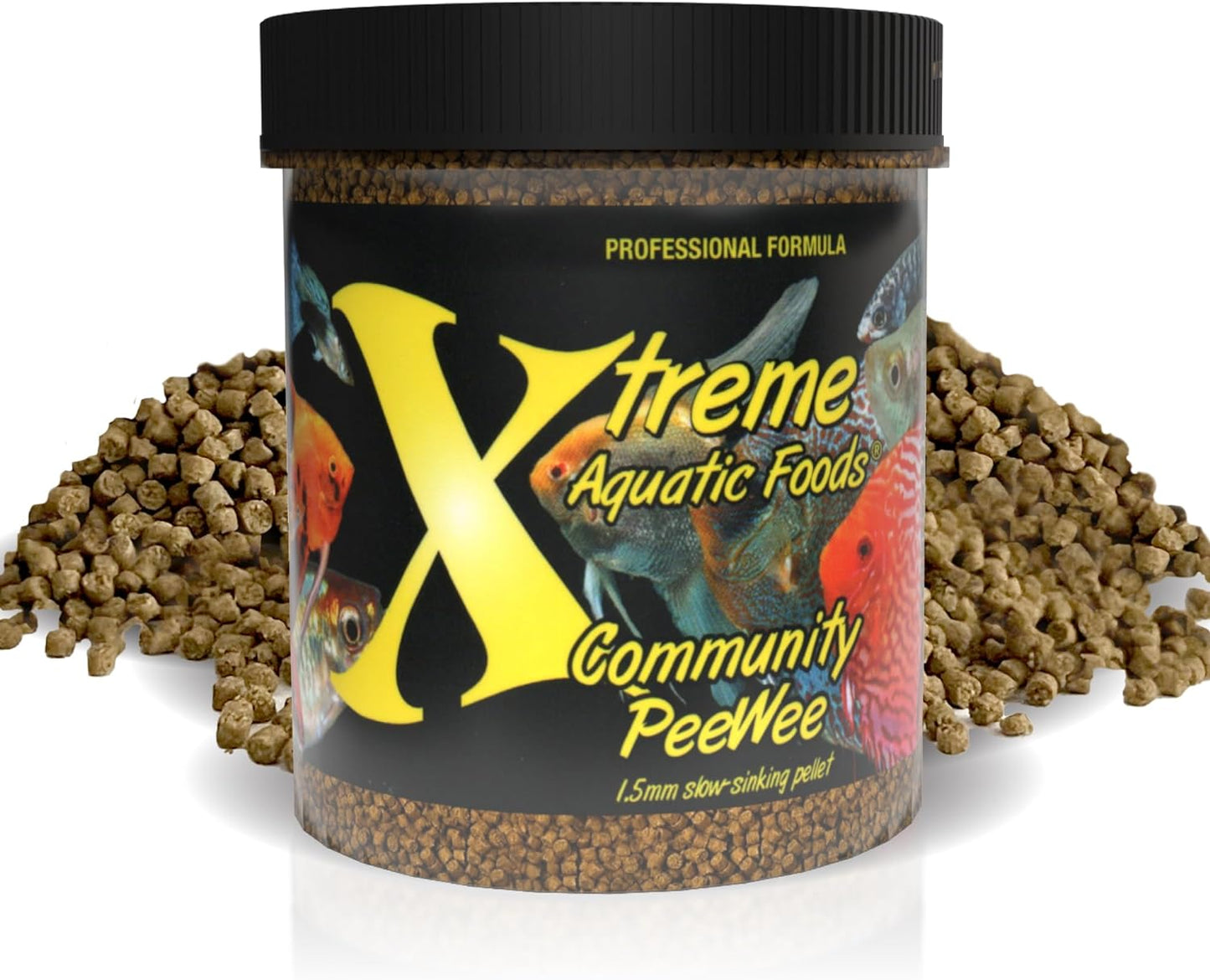 Xtreme Aquatic Foods Community PeeWee 1.5mm Slow-Sinking Pellets 5 oz (140g) 893427001275 Super Cichlids