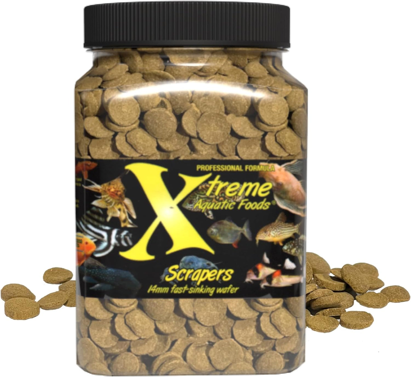 Xtreme Aquatic Foods Scrapers Premium 14mm Fast-Sinking Wafers 18 oz (504g) 867301000340 Super Cichlids