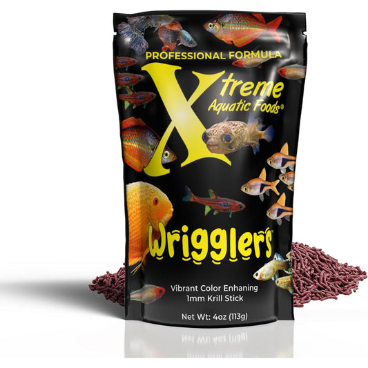 Xtreme Aquatic Foods Wrigglers 1mm Krill-Based Sinking 4 oz 853870008580 Super Cichlids