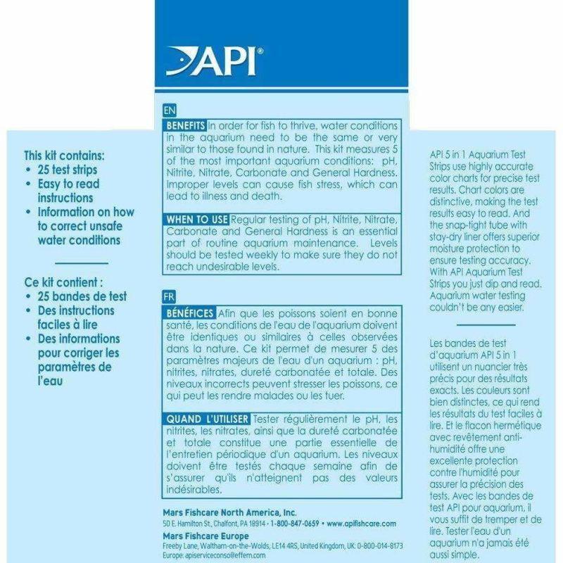 API 5 in 1 Aquarium Test Strips (25 Count)