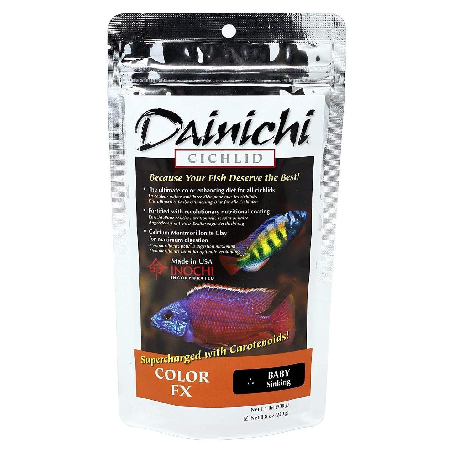 Dainichi | Cichlid Color FX (Sinking) Baby (1mm) / 8.8 oz (250g) 713166126025 Super Cichlids