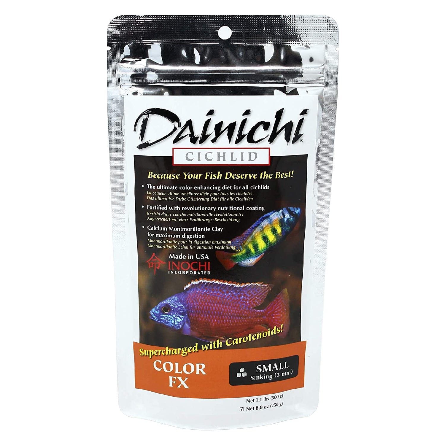 Dainichi | Cichlid Color FX (Sinking) Small (3mm) / 8.8 oz (250g) 713166126124 Super Cichlids