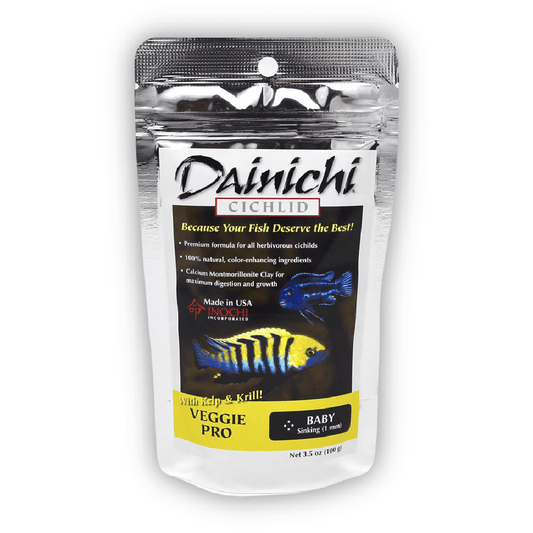 Dainichi | Cichlid Veggie PRO Baby (1mm) / 8.8 oz (250g) 713166121020 Super Cichlids