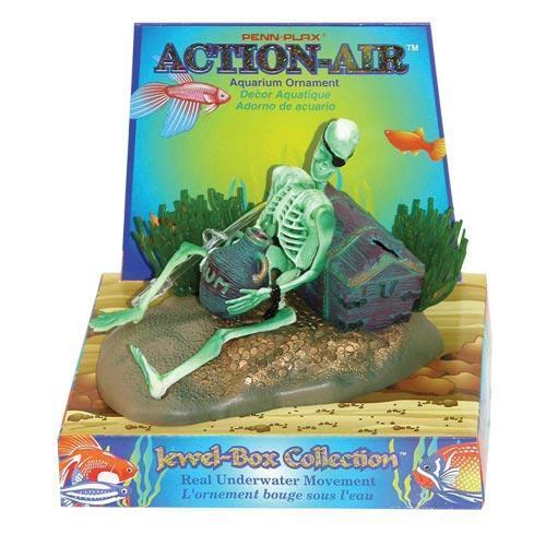 Penn Plax | Action-Air Skeleton with Jug & Treasure Chest